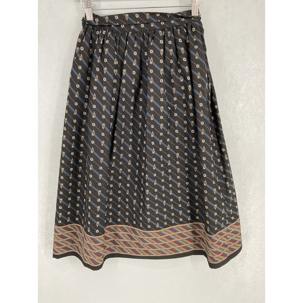 Breckenridge Womens Skirt Paisley Floral Striped Midi Black 4 - Picture 3 of 6